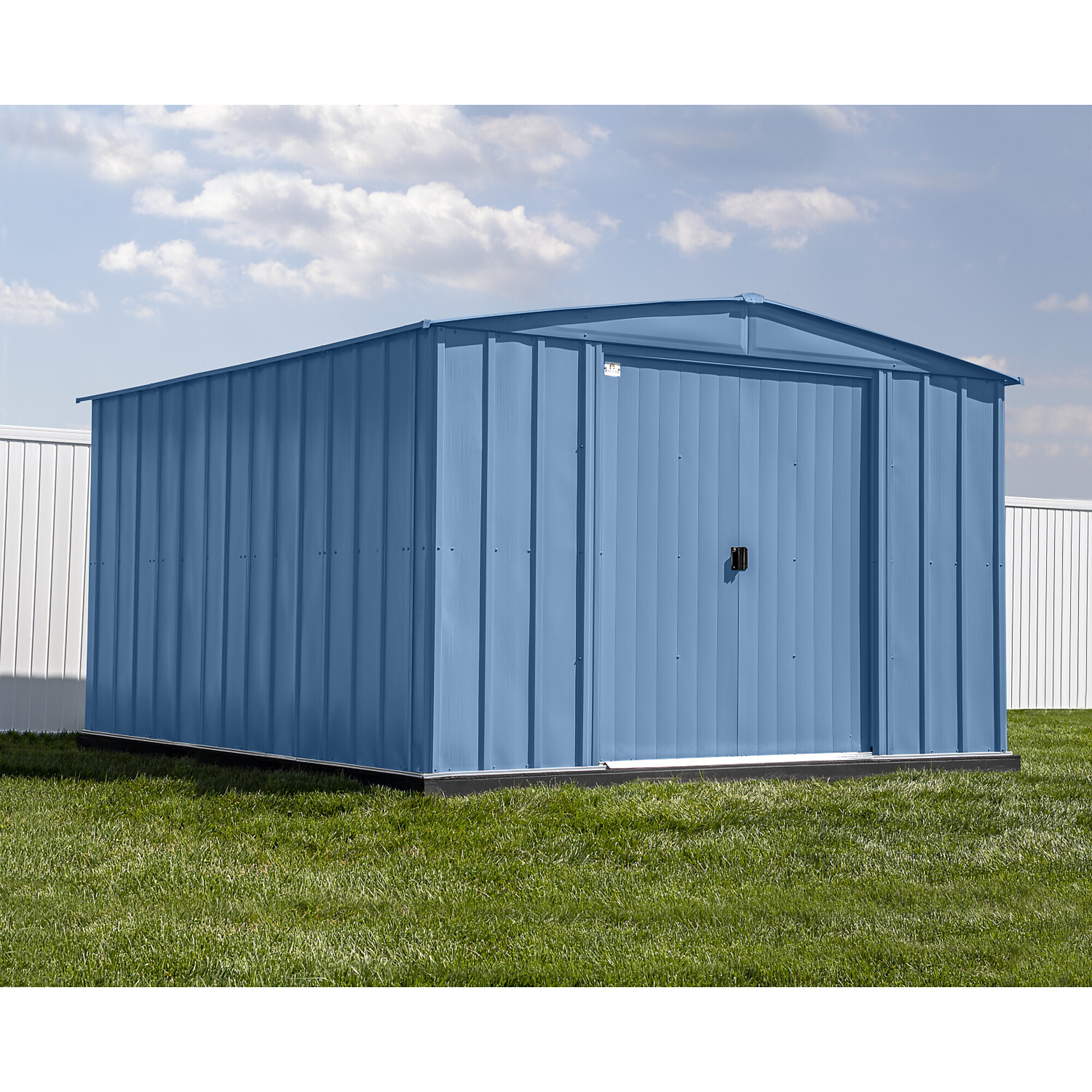 Classic Steel Storage Shed, 10X14, Blue Grey